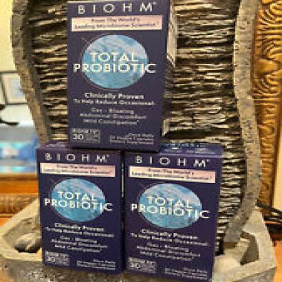 3 BIOHM Total Probiotic Reduce Bloating, Gas, Constipation - 30 Capsules x 3