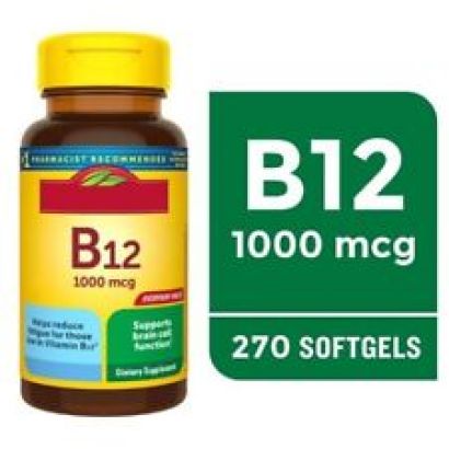 Vitamin B12 1000 mcg Softgels, Dietary Supplement, Energy Support, 270Ct