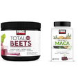 Force Factor Total Beets Nitric Oxide Powder and Perfect Maca Root Chews Energy, Mood and Balance Supplement Bundle