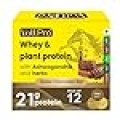 Voll Pro- High Protein 21g Protein Bar Whey Protein & Plant Protein Blend with Herbs - Ashwagandha, Flaxseeds, Moringa No Added Sugar - 21g Protein Bars [Pack of 12 x 70g] 6.4g Fiber, Probiotics & BCAA