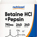 Nutricost Betaine HCl + Pepsin 790mg, 240 Capsules, Gluten Free & Non-GMO