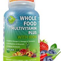 Vegan Whole Food Multivitamin with Iron, Daily 180 Count (Pack of 1)