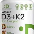 Vitamin D3 & Vitamin K2, Promotes Heart Bone Health -180 Softgel Easy to Swallow