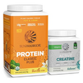 Sunwarrior Vegan Protein Powder Vanilla Flavored 30 Servings & Creatine Monohydrate Powder 60 Servings
