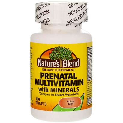 3 Pack Nature's Blend Prenatal Multivitamin with Minerals Tablets, 100 Ct