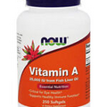 Vitamin A (Fish Liver Oil) 25000 IU 250 Softgels - NOW Foods
