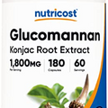 Nutricost Glucomannan 1,800mg Per Serving, 180 Capsules - Natural Fiber Source, Non-GMO, Gluten Free