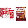 Quest Nutrition Frosted Strawberry Cake Cookies & Spicy Cheddar Cheese Crackers Bundle, 16 Cookies & 12 Bags