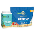 Sunwarrior Vegan Protein Powder Warrior Blend Vanilla 90 Servings & Vanilla Collagen Building Powder 40 Servings