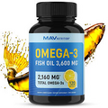 MAV Nutrition Omega-3 Fish Oil Capsules- Support The Brain, Heart, Immune Health