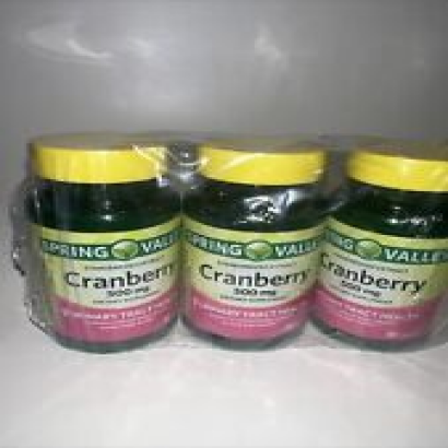 SPRING VALLEY CRANBERRY EXTRACT TABLETS 500mg 30 Each (90 Tablets) Exp: 09/2026