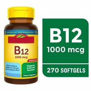 Vitamin B12 1000 mcg Softgels, Dietary Supplement, 270 Count
