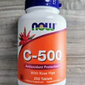 EXP 11/2024 Now C-500 Vitamin C with Rose Hips 500mg 250ct Veggie Tablets