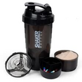 Protein Shaker Bottle W/Mixing Ball 16oz Cup Capacity W/Storage Tanks
