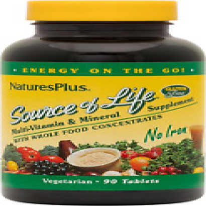 Naturesplus Source of Life No Iron Tablets - 90 Vegetarian Tablets - Whole Food