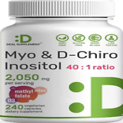 Premium Inositol Supplement - Myo-Inositol ,D-Chiro Inositol Plus Folate ,Vit D