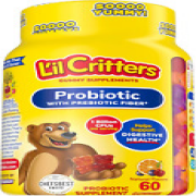 L'Il Critters Kids Probiotic Gummies, 60Ct, Digestive Health, Grape Cherry Orang
