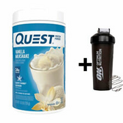 Quest Nutrition Protein Powder Vanilla 726g + ON Shaker DATED OCT/2023