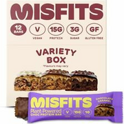 Misfits Vegan Protein Bar, Bestsellers Variety Pack - High Protein, Low Sugar, L