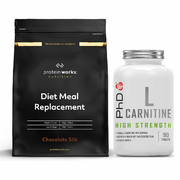 Protein Works Diet Meal Replacement Choc Silk 500G + PHD L-Carnitine DATED 07/23