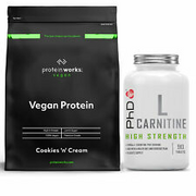 Vegan Protein Powder 1kg Cookies and Cream + PHD L-Carnitine Caps DATED 03/23