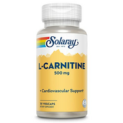 SOLARAY L-Carnitine 500 mg, Healthy Cardiovascular Support, Free Form Amino Acid, Lab Verified, GMP Facility, 60-Day Money-Back Guarantee, 30 Servings, 30 VegCaps