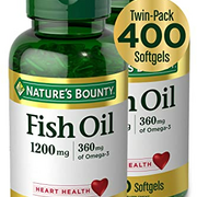 Nature's Bounty Fish Oil, Dietary Supplement with 360mg Omega-3, Supports Heart Health, 1200mg, 200 Softgels (Pack of 2)