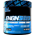 EVL Ultimate Pre Workout Powder - Thermogenic Fat Burn Support Preworkout Powder Drink for Lasting Energy Focus and Stamina - ENGN Shred Intense Creatine Free Preworkout Drink Mix - Blue Raz