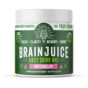 BrainJuice Daily BrainPower Mix | Watermelon - Premium Nootropic Supplement | Naturally Supports Improved Energy, Focus, Memory, & Mood | Alpha GPC, Organic Green Tea Extract, L-Theanine