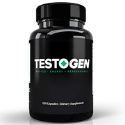 TestoGen: Natural T-Level Supplement for Men - 1-Month Supply - Optimised Male Enhancement Herbal Blend with Magnesium, Zinc, Fenugreek, Red Ginseng and More for Stamina, Endurance and Energy Support