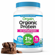 Orgain Organic Protein + Superfoods Powder, Creamy Chocolate Fudge - 21g of Protein, Vegan, Plant Based, 6g of Fiber, No Dairy, Gluten, Soy or Added Sugar, Non-GMO, 2.02 Lb
