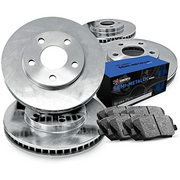 R1 Concepts Front Rear Brake Rotors with Semi Metallic Pads Compatible For 2014-2019 Mercedes-Benz CLA250