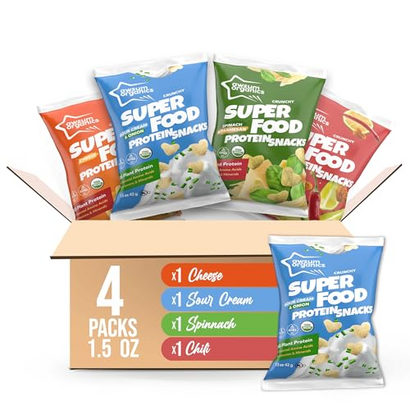 Awsum Organics SUPERFOOD Protein Snacks | Healthy Crunchy Puffed Snack | Plant-Based Protein Puffs | USDA Organic | Kosher | Non GMO | Gluten Free | No Added Sugar Variety