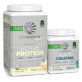 Sunwarrior Plant-Based Active Protein Powder | Vanilla Flavored 20 Servings & Creatine Monohydrate Powder | 60 Servings
