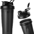 Generic 2 Pack Sports Nutrition Shaker Bottle 28oz and 20oz Bottle Mixer Cup for Protein Shakes, Smoothies, and Gym Essential (Black), DLSHKR23639