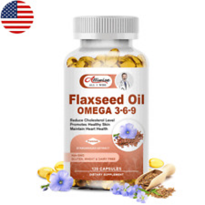 Flaxseed Oil Omega 3-6-9 Promotes Healthy Skin & Maintain Heart Health 120 Pills