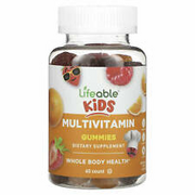 4 X Lifeable, Kids Multivitamin Gummies, Natural Fruit, 60 Gummies