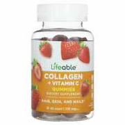 3 X Lifeable, Collagen + Vitamin C Gummies, Natural Strawberry, 50 mg, 60 Gummie