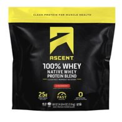 Ascent 100% Whey, Native Whey Protein Blend, Strawberry, 4.25 lbs