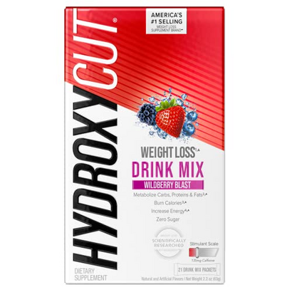 Hydroxycut Drink Mix, Wildberry Blast - 21 Travel-Size Packets - Zero Calories, Zero Sugar - For Women & Men