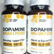 Natural Stacks Dopamine Brain Food Mental Drive Capsules 60 Count Each -Lot Of 2