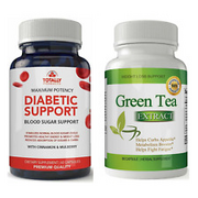 Blood Sugar Support Caps & Herbal Green Tea Extract Weight Loss Diet Supplements