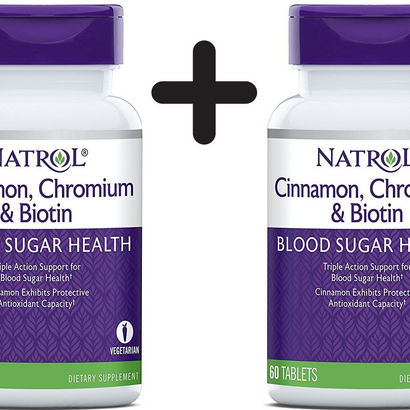 (90 g, 297,12 EUR/1Kg) 2 x (Natrol Cinnamon Biotin Chromium - 60 tabs)