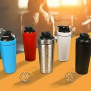 Edelstahl Protein Shaker 750 ml Flasche Fitness Gym Workout Mixer Neu