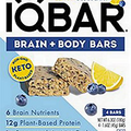 IQBAR Brain and Body Keto Protein Bars - Lemon Blueberry Keto Bars - 4 Count Energy Bars - Low Carb Protein Bars - High Fiber Vegan Bars and Low Sugar Meal Replacement Bars - Vegan Snack