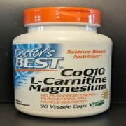 Doctors Best CoQ10 L-Carnitine Magnesium 90 Veg Capsules Exp 8/25