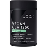 Sports Research Vegan CLA - 1250mg with Active Conjugated Linoleic Acid for Men & Women | Non-GMO, Soy & Gluten Free - 80% (90 Softgels)