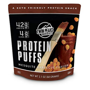 Twin Peaks Low Carb, Keto Friendly Protein Puffs, Mesquite Barbecue 2 Servings, 3 Pack (60g, 42g Protein, 4g Carbs, 120 Cals)