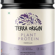QRA Terra Origin Plant Protein Powder Vanilla, 15 Servings with Organic Brown Rice Protein, Pea Protein, Chia, Flax & More, Vegan, NO Gluten (465g Tub)