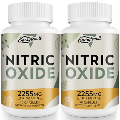 Nitric Oxide Boost - Nitric Oxide Precursor Blend & Nitric Oxide Phytonutrient Blend Supplement for Blood Flow, Oxygenation, and Blood Pressure, Energy- 90 Capsules (2 Bottle)